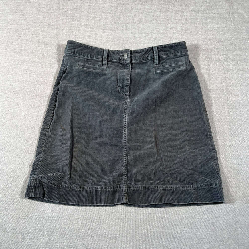Talbots Petites Corduroy Straight Mid Rise Mini Skirt Women 2P Gray Cotton Blend